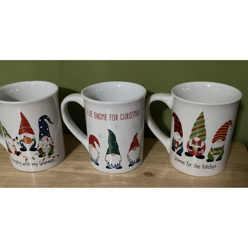 Set‎ Of 3 Christmas Gnome Coffee Mugs By Dat'l Do It, Ceramic